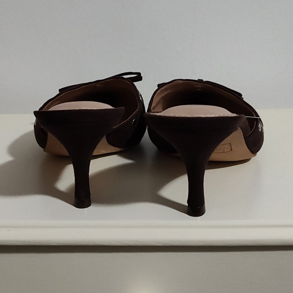 Time and Tru brown faux suede mules with kitten heels, NWTs, size 8 - Picture 4 of 5
